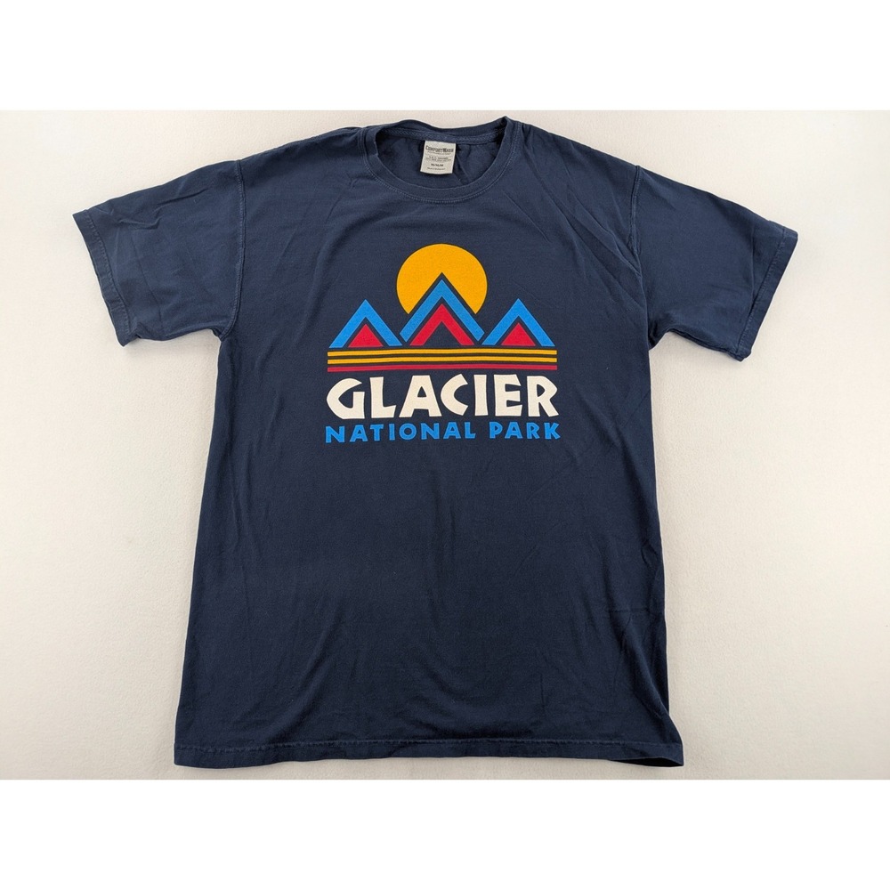 Glacier National Park T-Shirt Mens M ComfortWash Blue NPS Graphic Tee Montana
